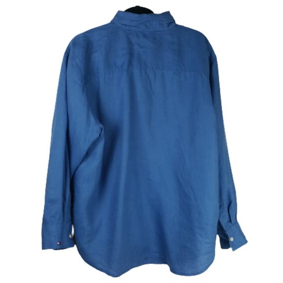 Tommy Hilfiger Linen Collared Long Sleeves Button Up Shirt Top - Picture 2 of 13
